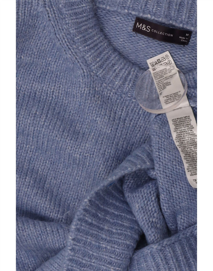 Suéter feminino Marks & Spencer com gola redonda grande, Reino Unido 14, azul médio