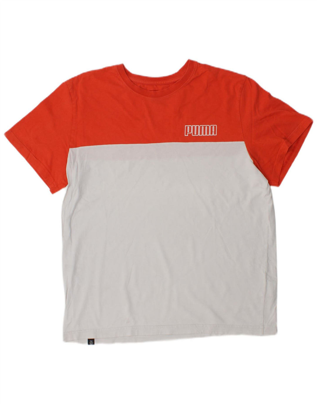 Camiseta masculina PUMA Top médio branco colorblock algodão