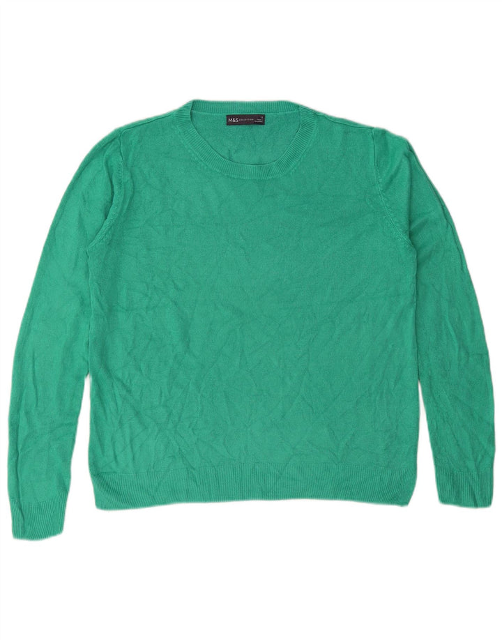 Suéter feminino MARKS & SPENCER com gola redonda Reino Unido 12 acrílico verde médio