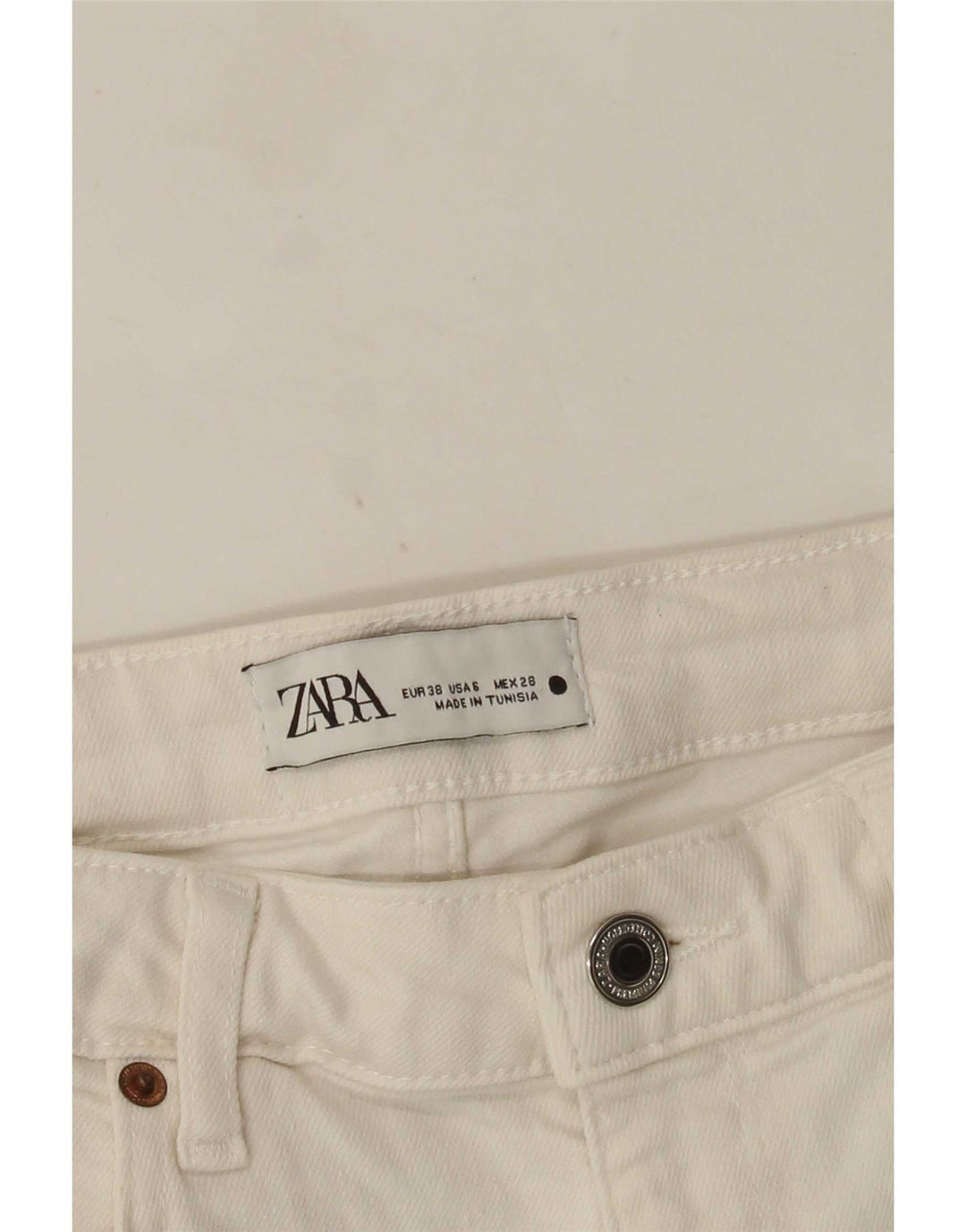 Calça jeans feminina cintura alta Zara EU 38 pequena W28 L31 branca