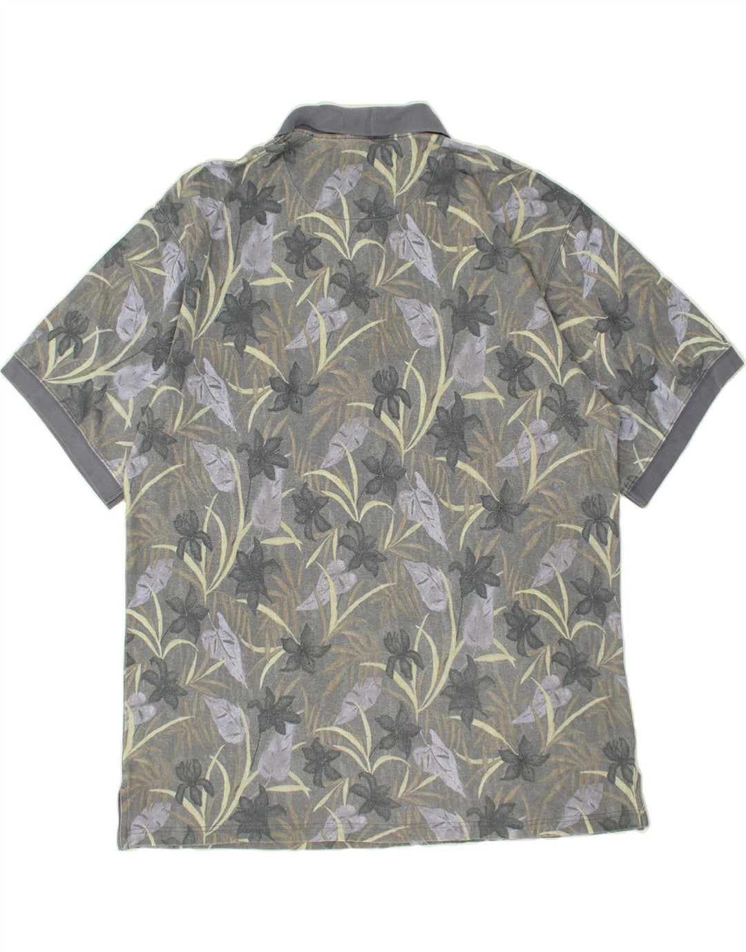 L.L.BEAN Mens Polo Shirt XL Grey Floral Cotton Vintage L.L.Bean and Second-Hand L.L.Bean from Messina Hembry 