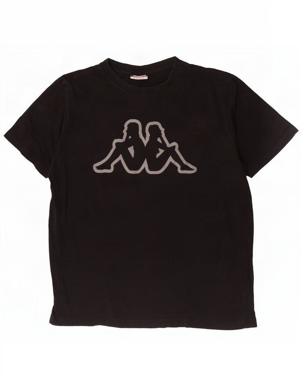 Camiseta gráfica masculina Kappa Top grande de algodão preto
