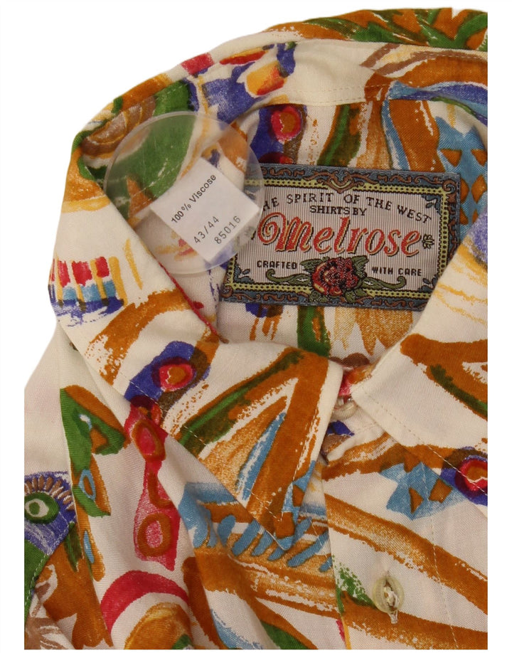 Camisa masculina Melrose com estampa abstrata de manga curta tamanho 43/44 XL off white