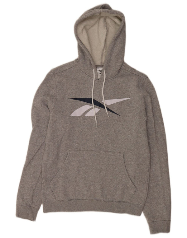 Reebok Mens Graphic Hoodie Jumper XS Cinza Algodão Flecked