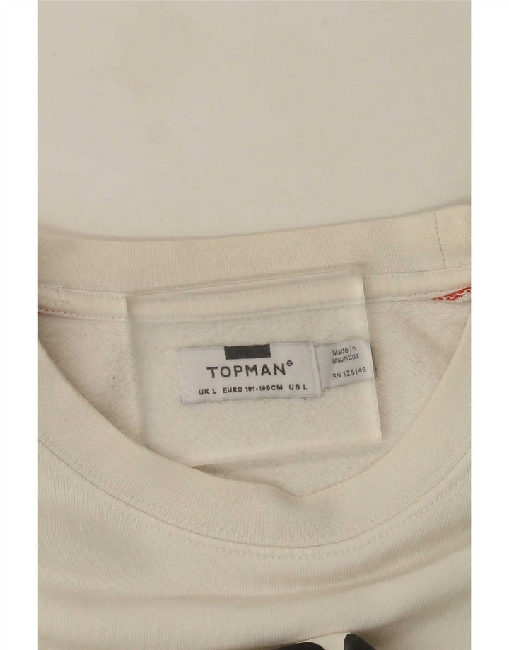 Topman moletom gráfico masculino jumper grande bloco colorido branco