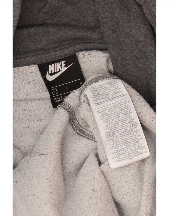 Suéter masculino NIKE com capuz e zíper grande cinza algodão
