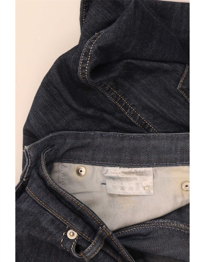 Calça jeans reta feminina Roccobarocco W32 L29 algodão azul marinho
