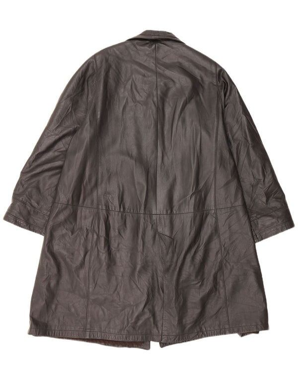 Casaco de couro feminino vintage UK 16 grande preto