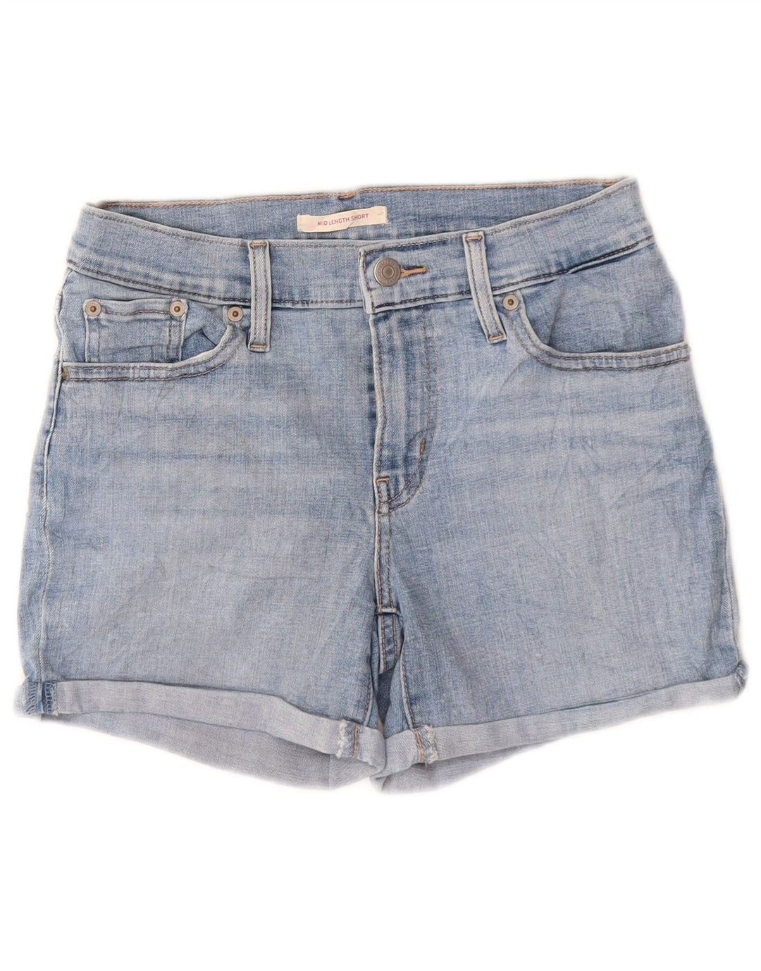 Shorts jeans feminino de cintura média LEVI'S W26 pequeno azul