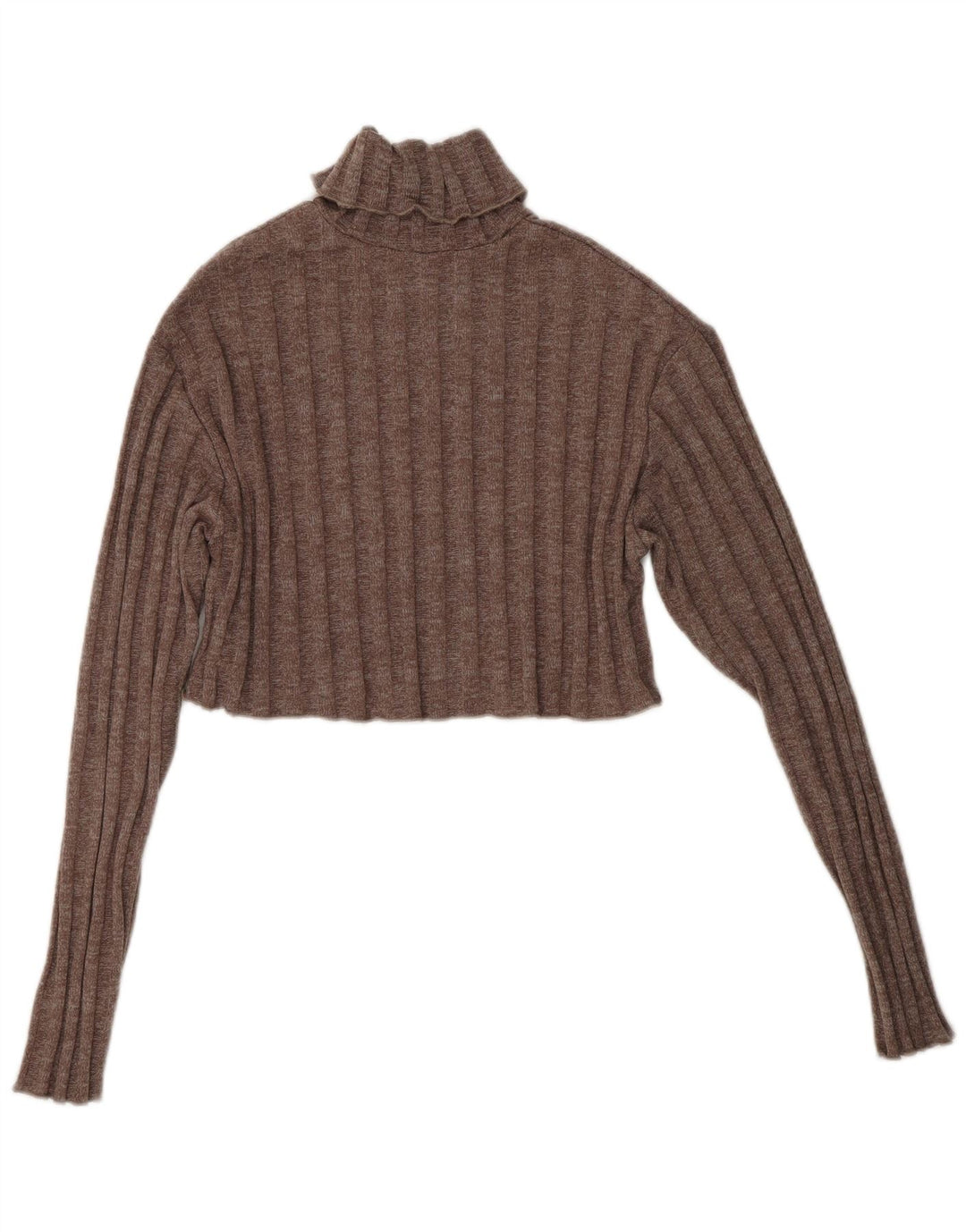 Suéter feminino ZARA com gola redonda e gola redonda, tamanho pequeno, marrom, poliéster