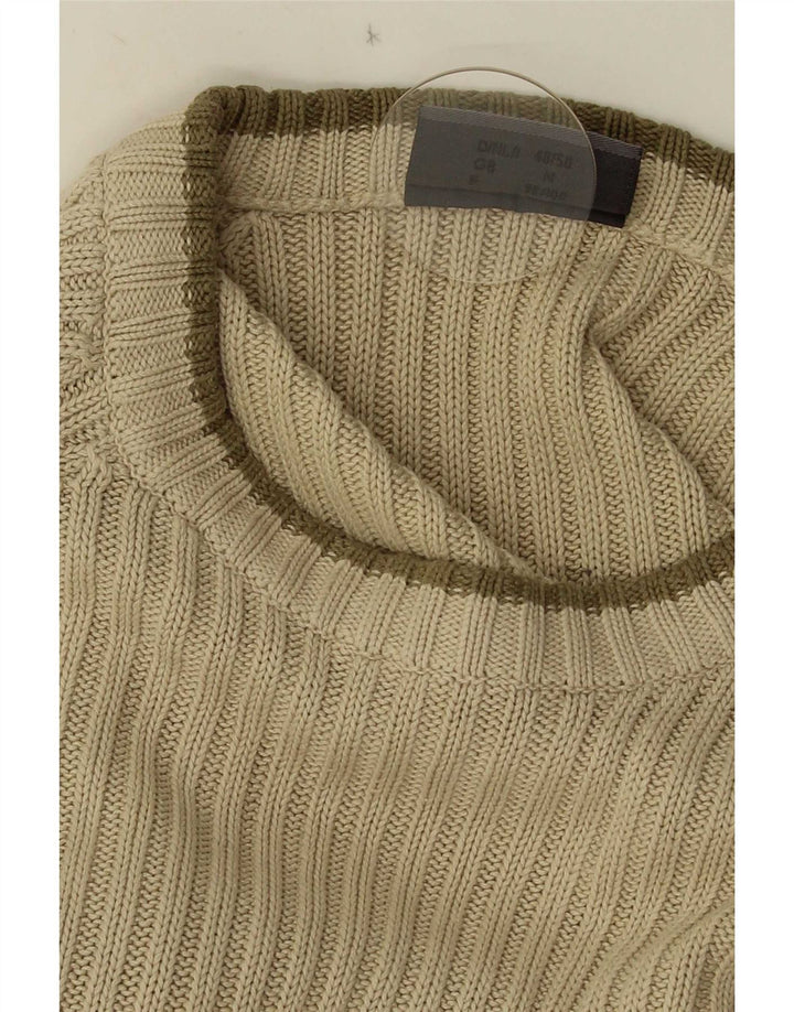 Suéter vintage masculino com gola canoa listrado verde médio