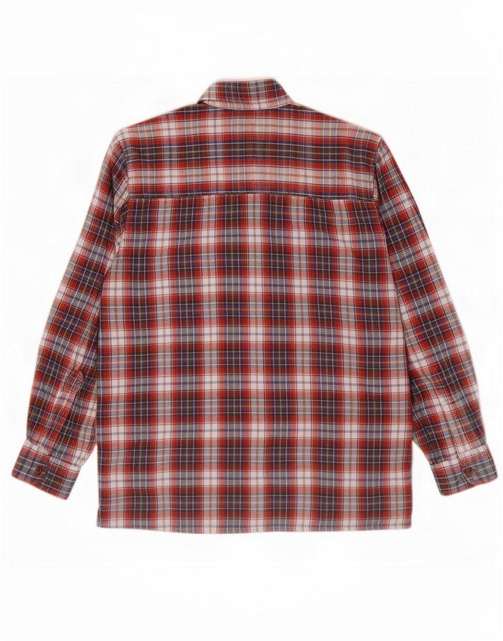 Camisa masculina de flanela Follie de algodão xadrez vermelho médio