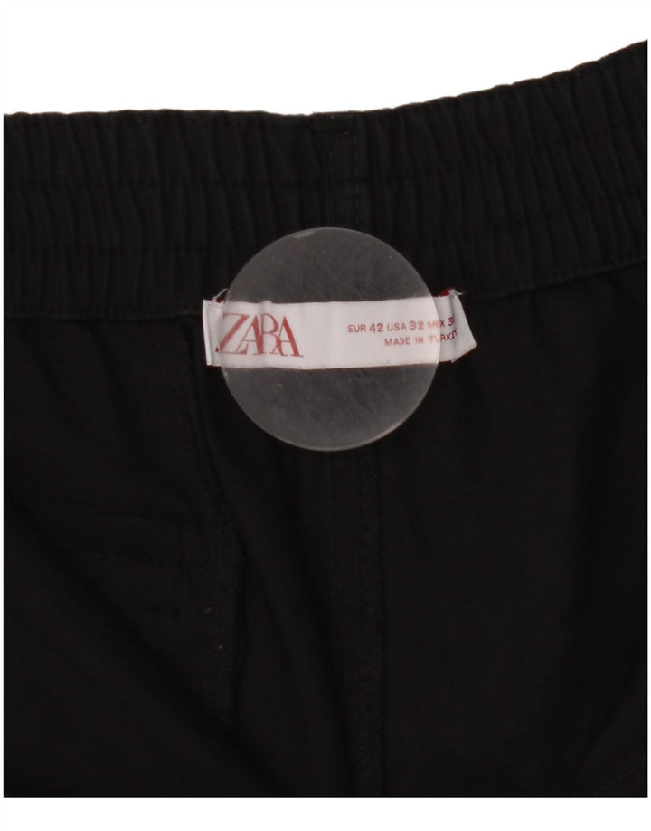 Zara Mens Cargo Shorts EU 42 Grande W32 Algodão Preto