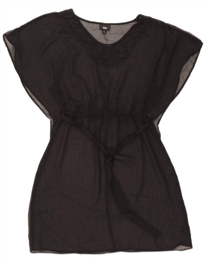 Vestido de praia feminino Mossimo UK 10 pequeno poliéster preto