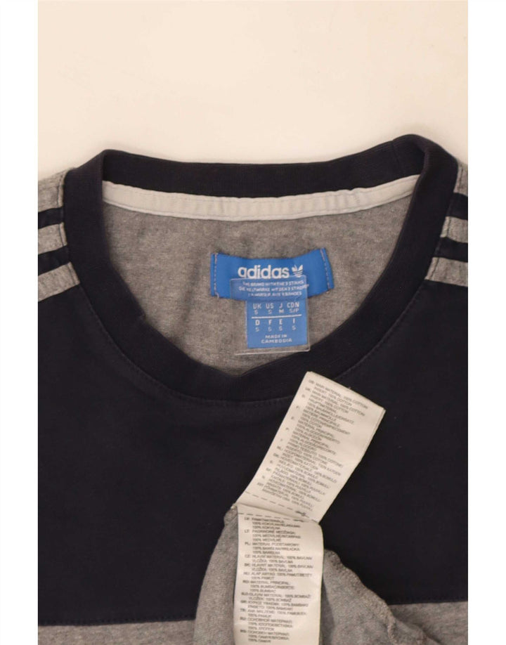Adidas Mens T-Shirt Top Pequeno Cinza Colorblock Algodão