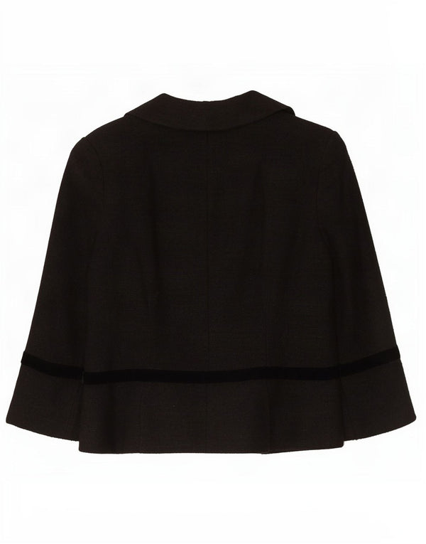 Jaqueta blazer feminina Whistles manga 3/4 Reino Unido 12 médio preto poliacrílico