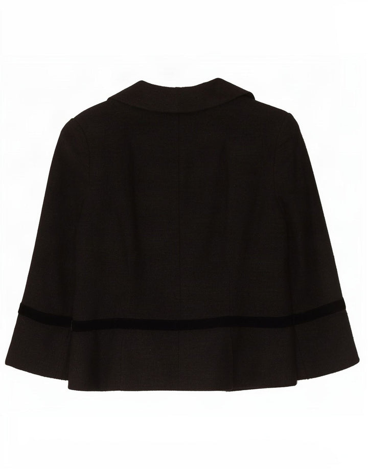 Jaqueta blazer feminina Whistles manga 3/4 Reino Unido 12 médio preto poliacrílico