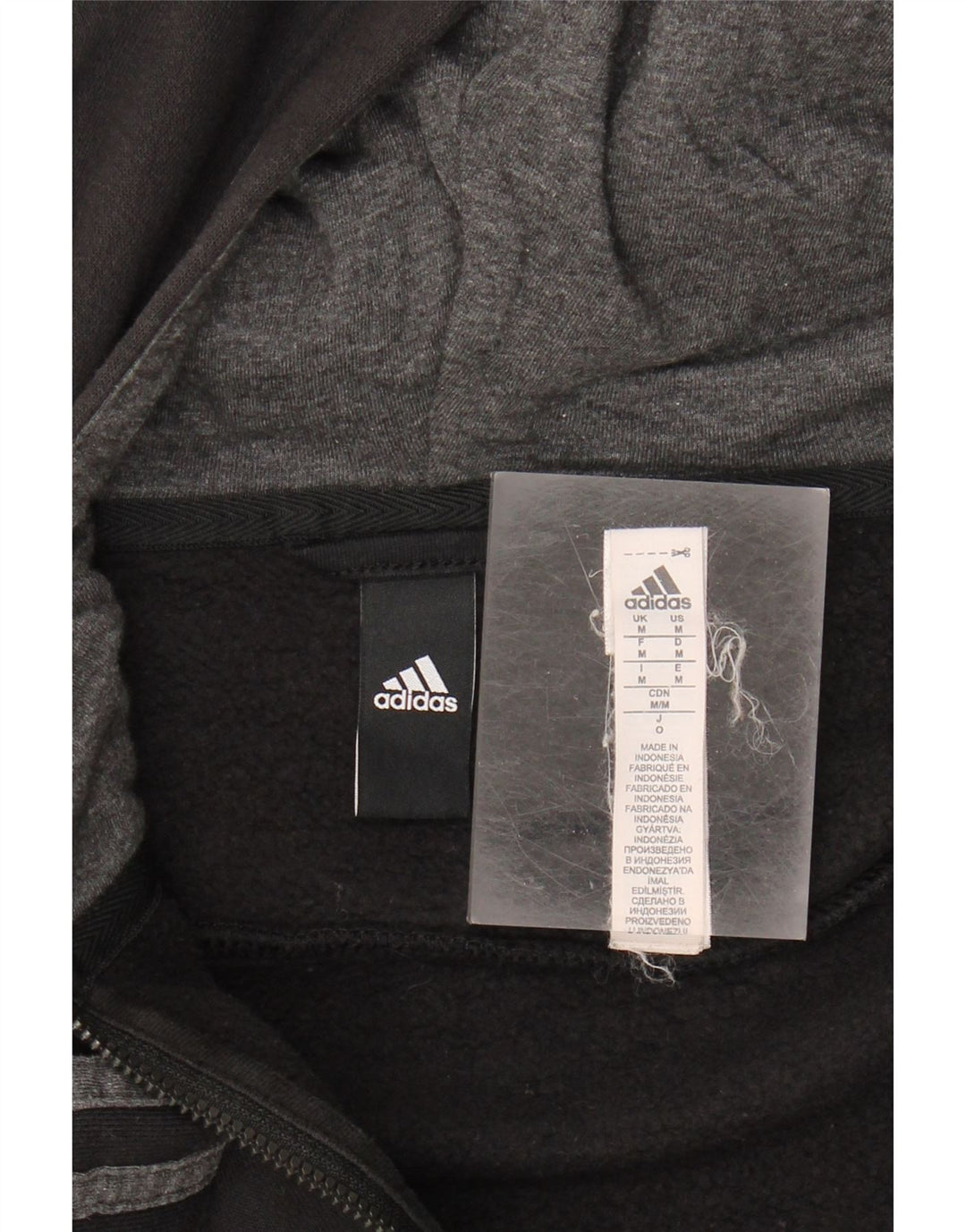 ADIDAS Suéter masculino com capuz e zíper médio preto algodão colorblock