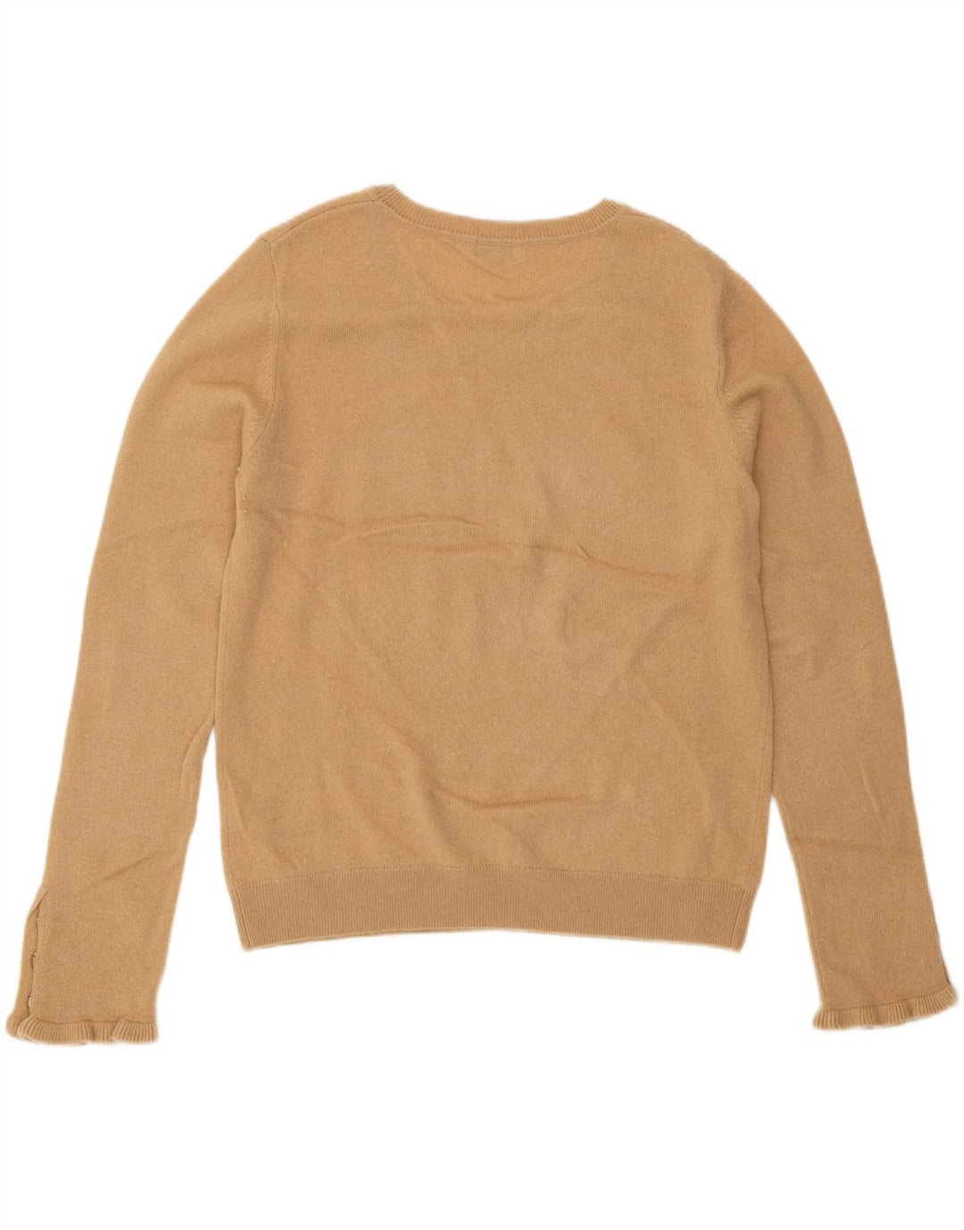 Suéter feminino Hobbs com gola redonda UK 12 lã bege médio