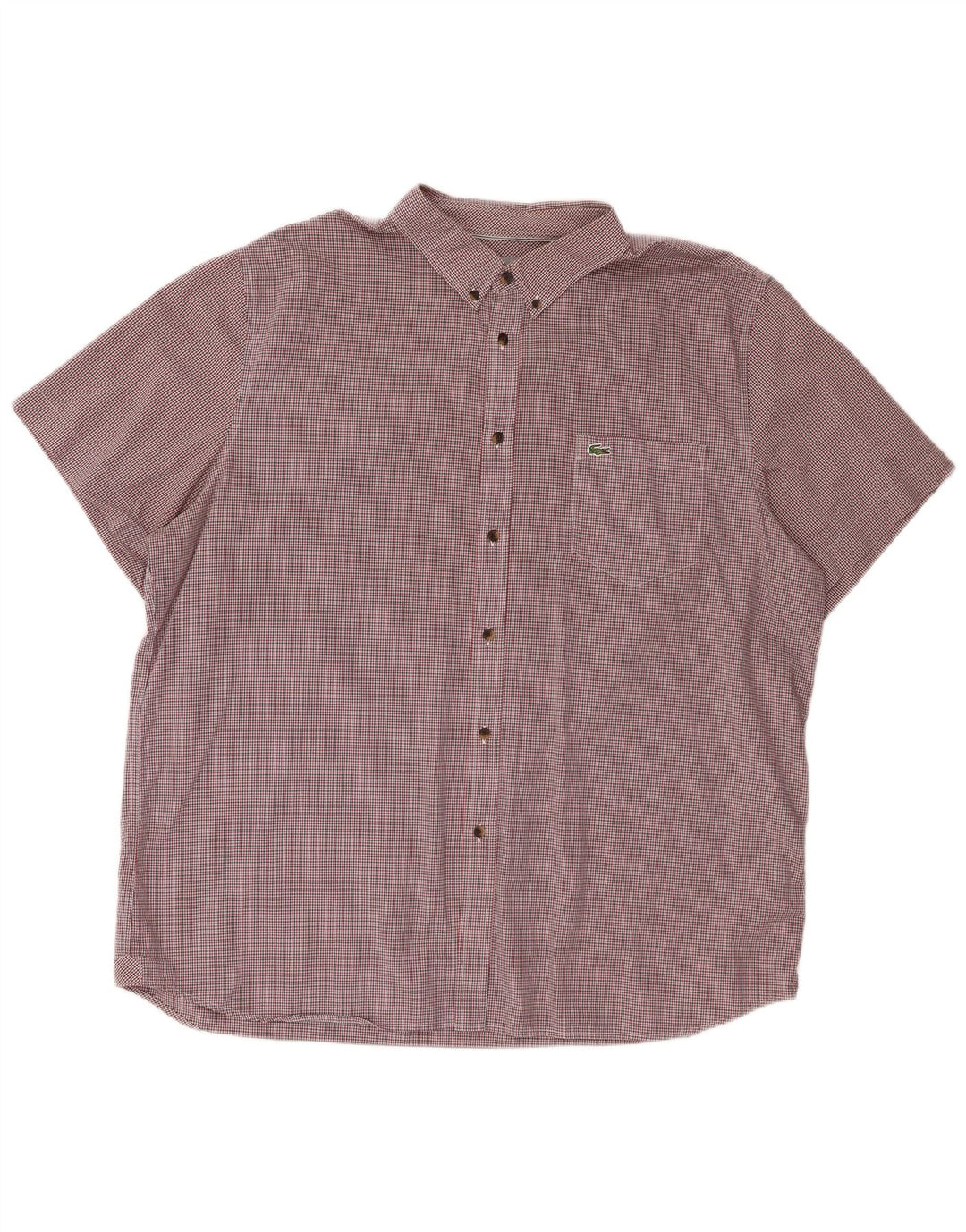 Lacoste Camisa masculina de manga curta regular fit 2XL algodão vermelho guingão