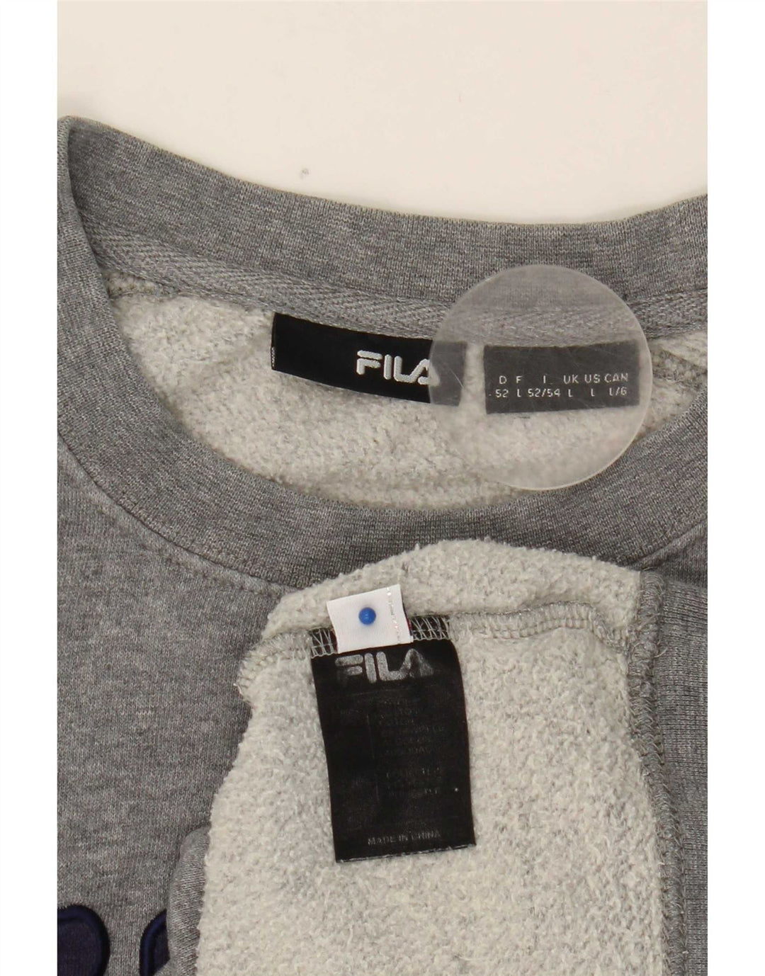 Fila moletom gráfico masculino jumper grande algodão cinza