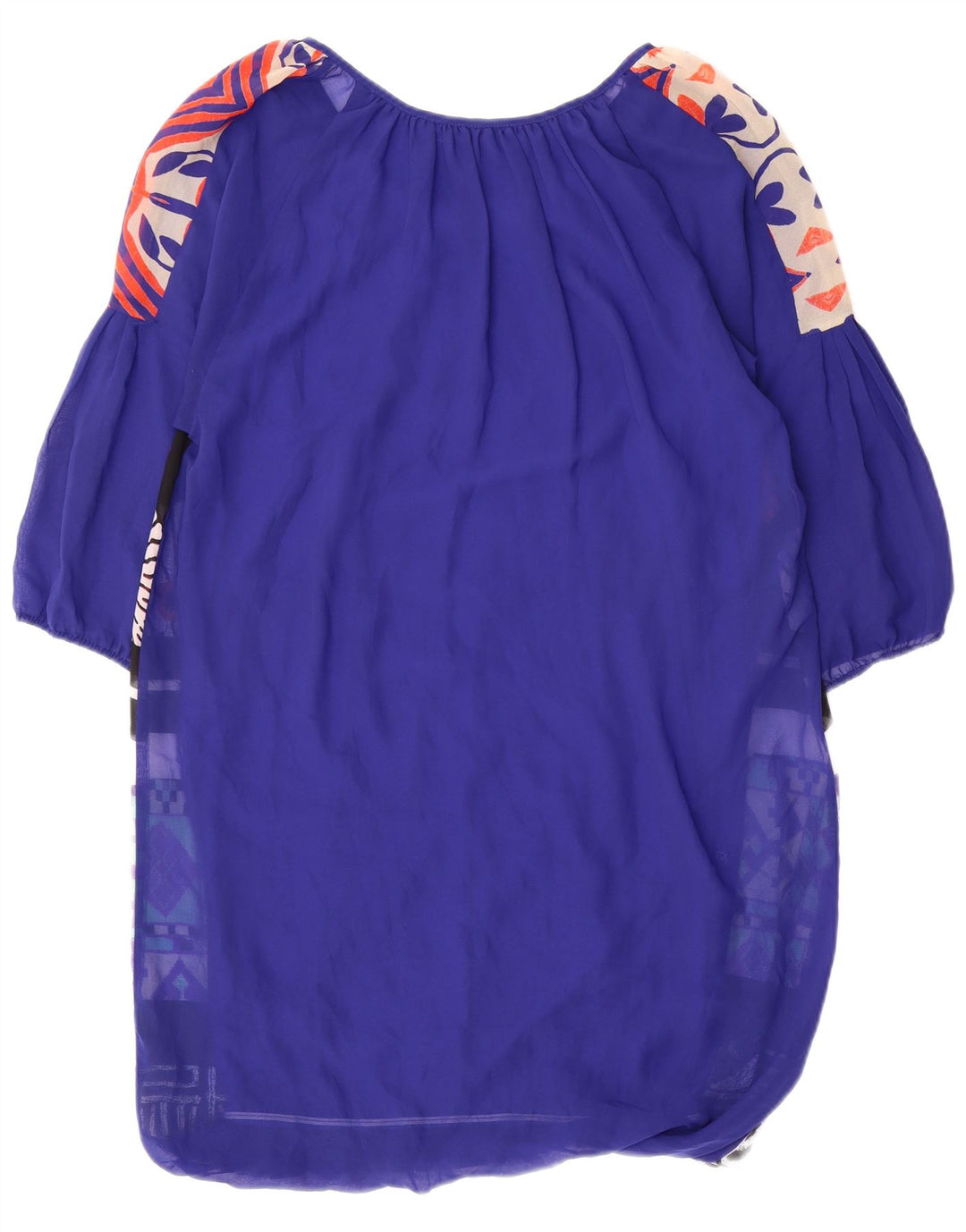 Vestido kaftan feminino Desigual com estampa gráfica manga 3/4 Reino Unido 14 patchwork azul médio