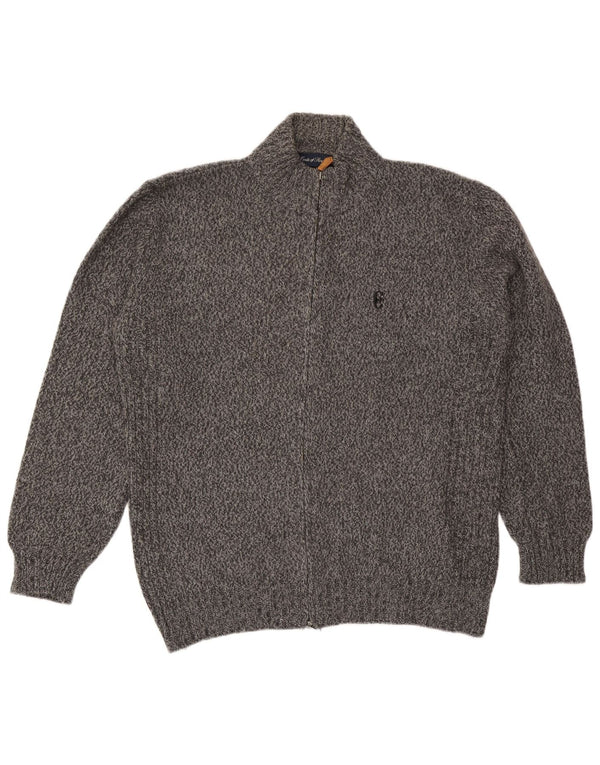 Suéter cardigã masculino Conte of Florence 2XL lã manchada cinza