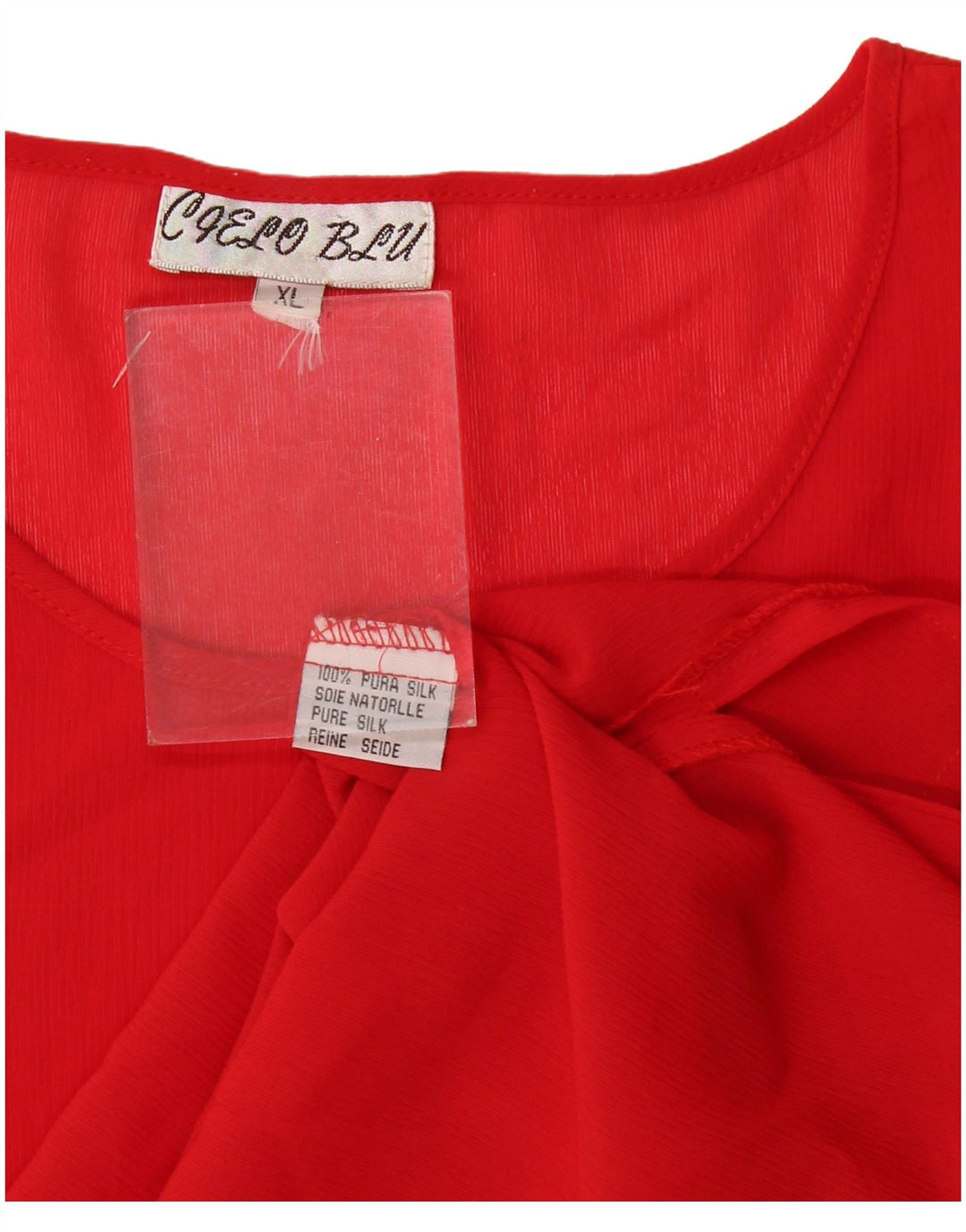 Blusa feminina vintage UK 18 XL seda vermelha