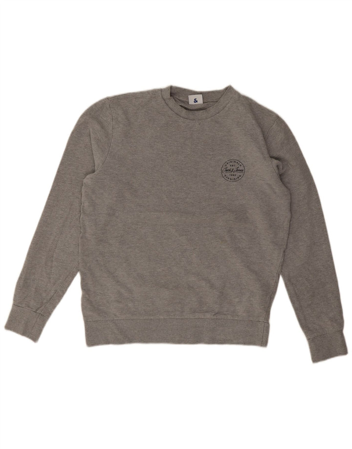 Jack & Jones moletom masculino jumper médio cinza algodão