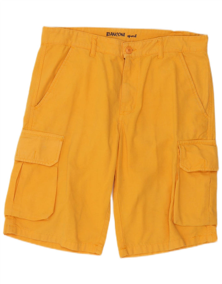 Shorts cargo masculino vintage IT 48 médio W34 algodão amarelo