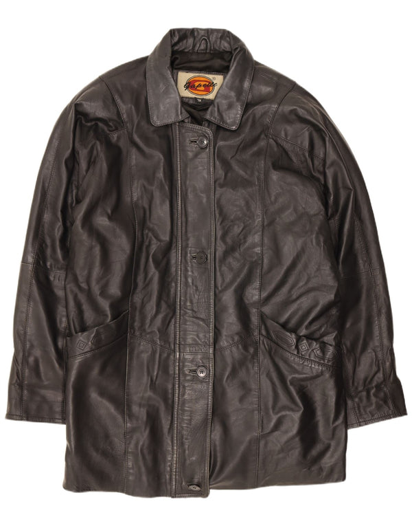 Casaco feminino de couro grande Gapelle Reino Unido 18 XL preto