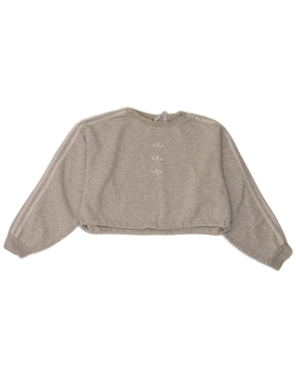 Adidas Womens Crop Oversized Moletom Jumper UK 10 Pequeno Cinza Flecked