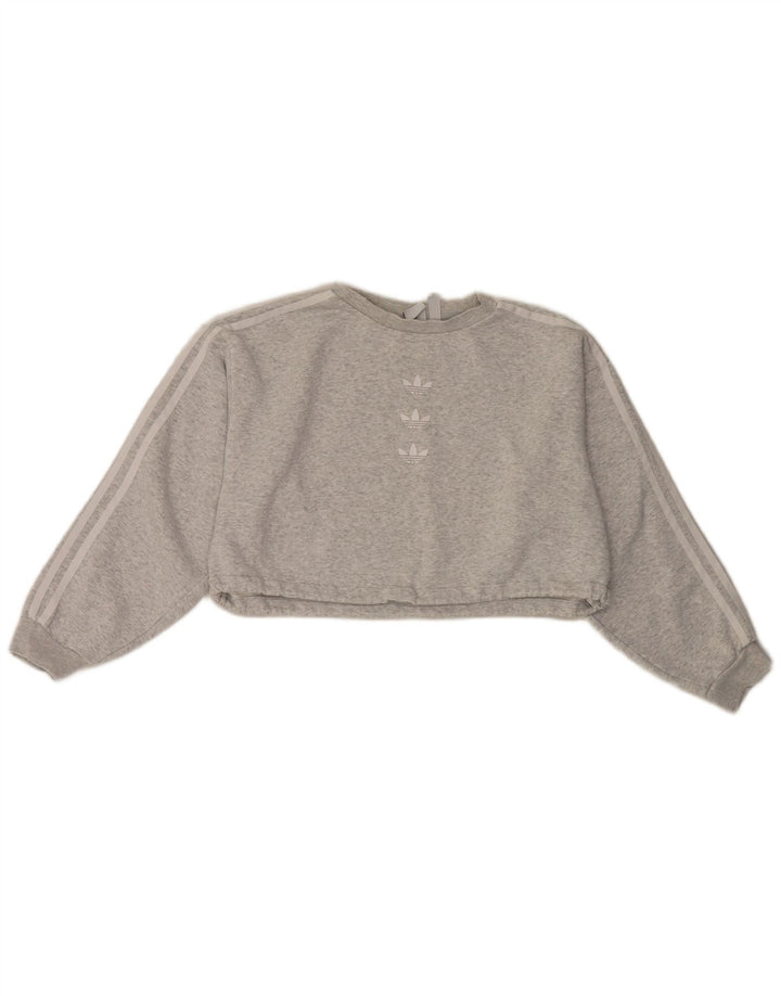 Adidas Womens Crop Oversized Moletom Jumper UK 10 Pequeno Cinza Flecked