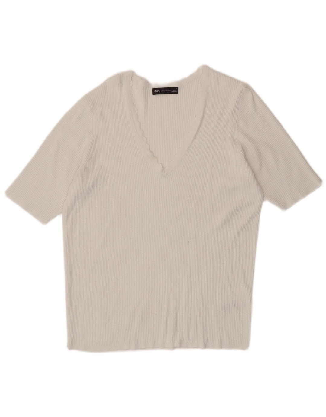 Camiseta feminina Marks & Spencer UK 14 grande viscose branca