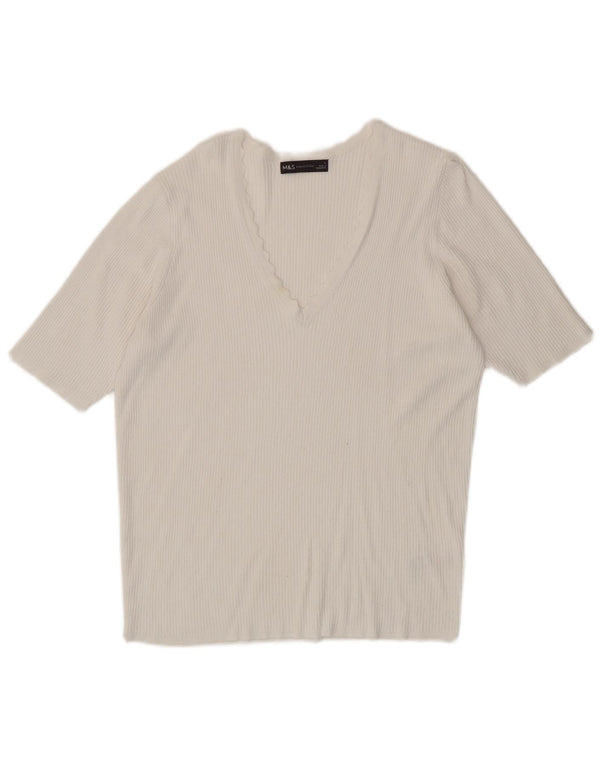 Camiseta feminina Marks & Spencer UK 14 grande viscose branca