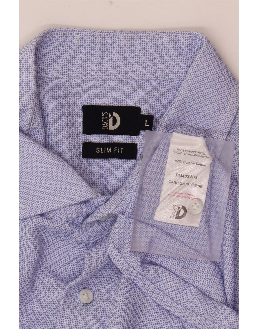 Camisa masculina slim fit Dack's grande azul argyle/algodão diamante