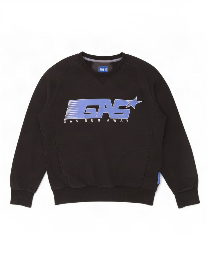 Gas Mens Graphic Moletom Jumper Médio Algodão Preto