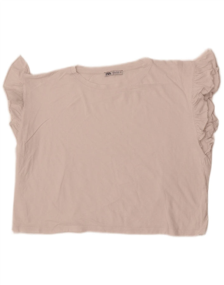 Zara Blusa Crop Feminina Top UK 16 Grande Branco