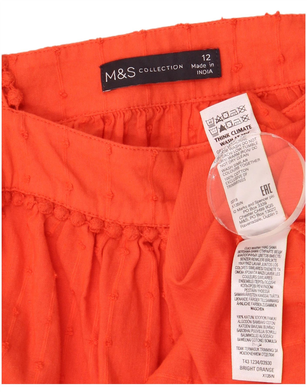 Blusa feminina sem mangas Marks & Spencer Reino Unido 12 médio laranja manchado