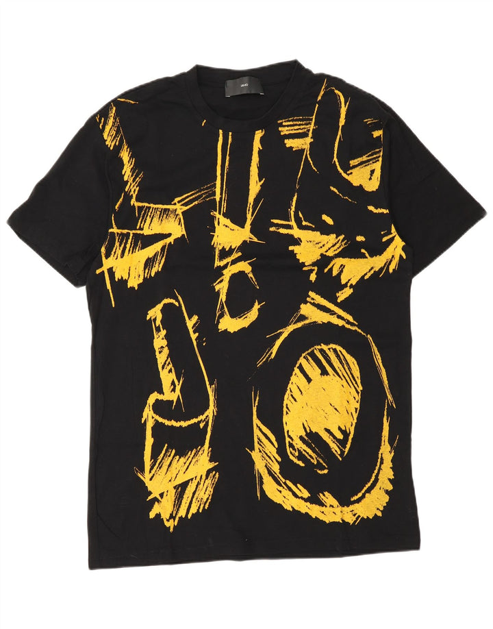 Liu Jo Camiseta masculina gráfica Top médio algodão preto