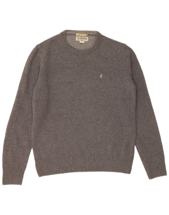 Suéter masculino Marlboro Classics com gola redonda, grande lã cinza