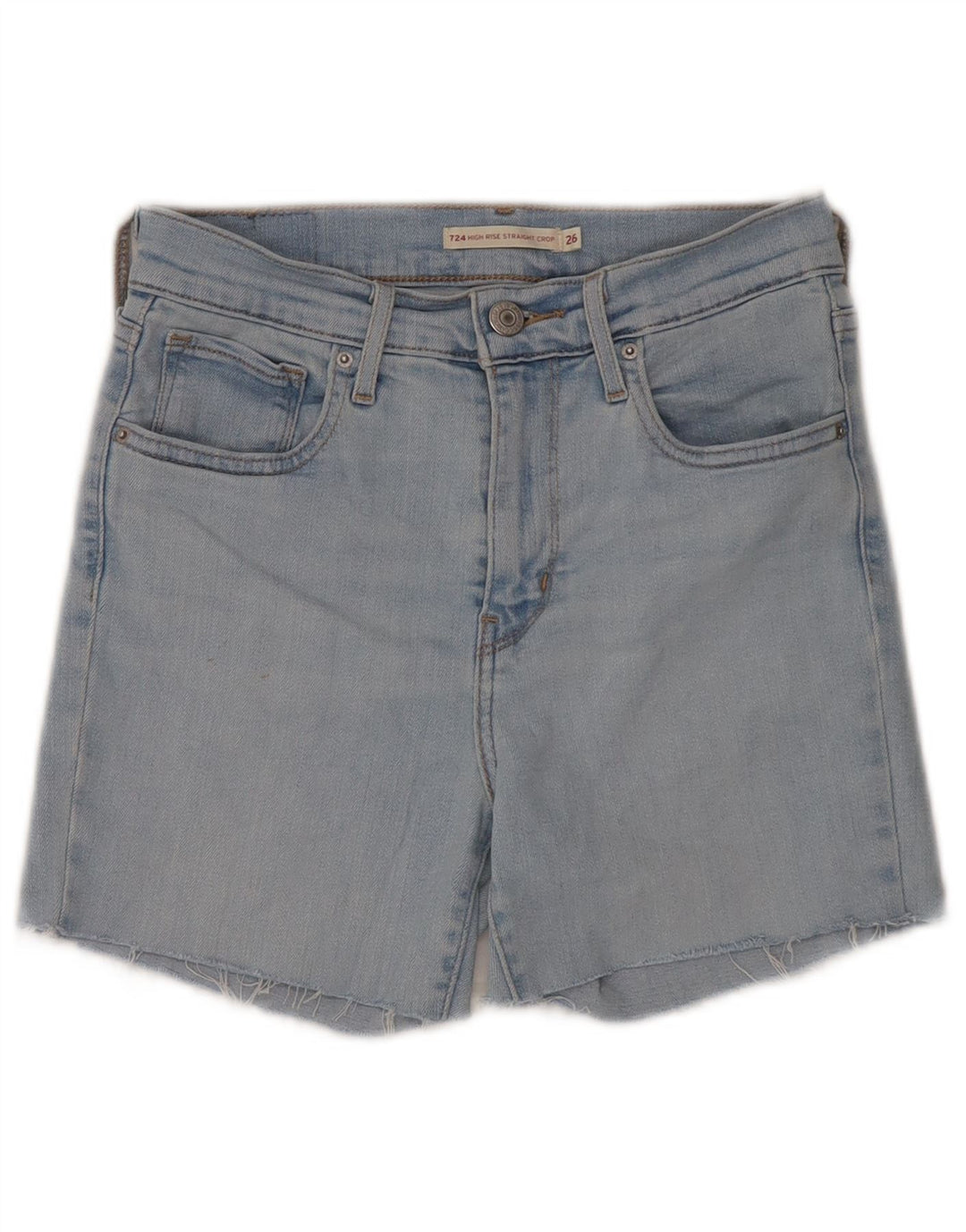 Shorts jeans feminino Levi's 724 cintura alta W26 pequeno algodão azul