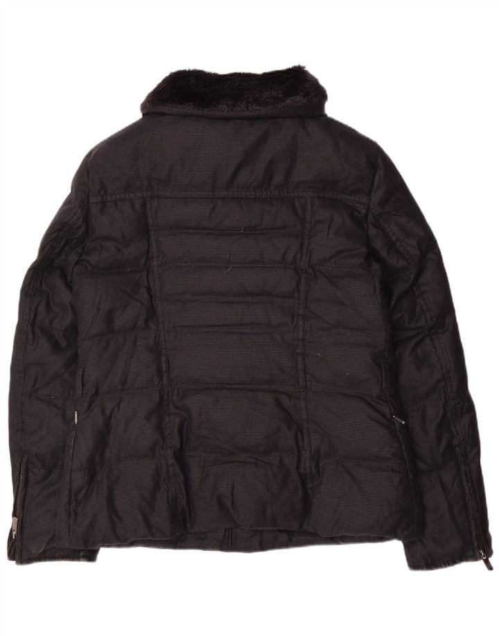 Jaqueta acolchoada feminina Zara UK 14 grande acrílico preto