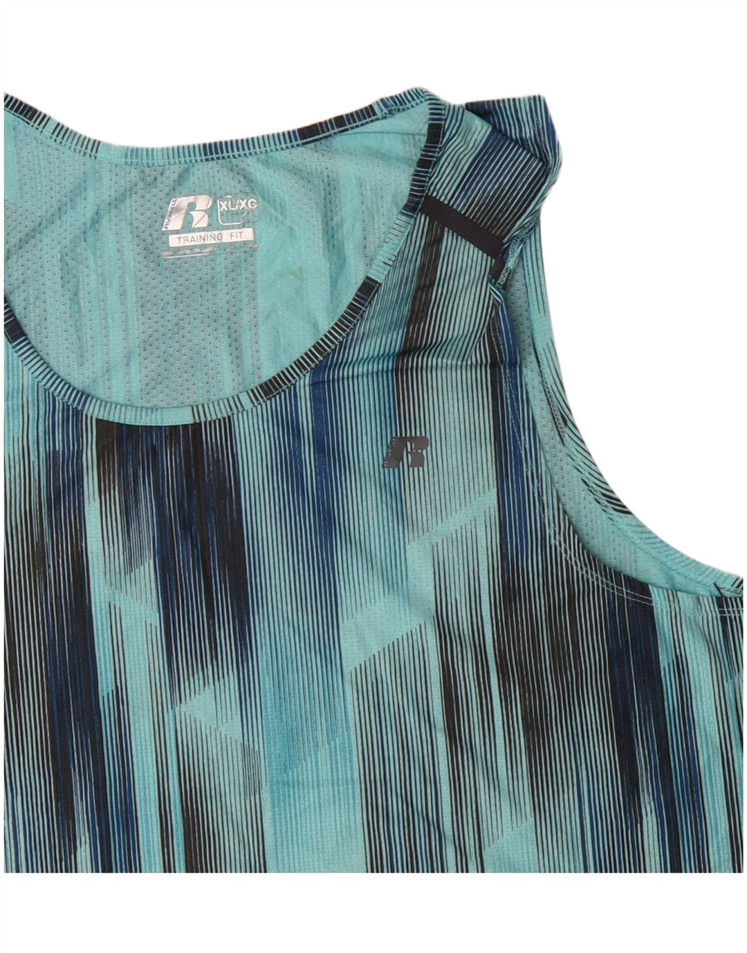 RUSSELL ATHLETIC Mens Vest Top XL Blue Geometric Polyester