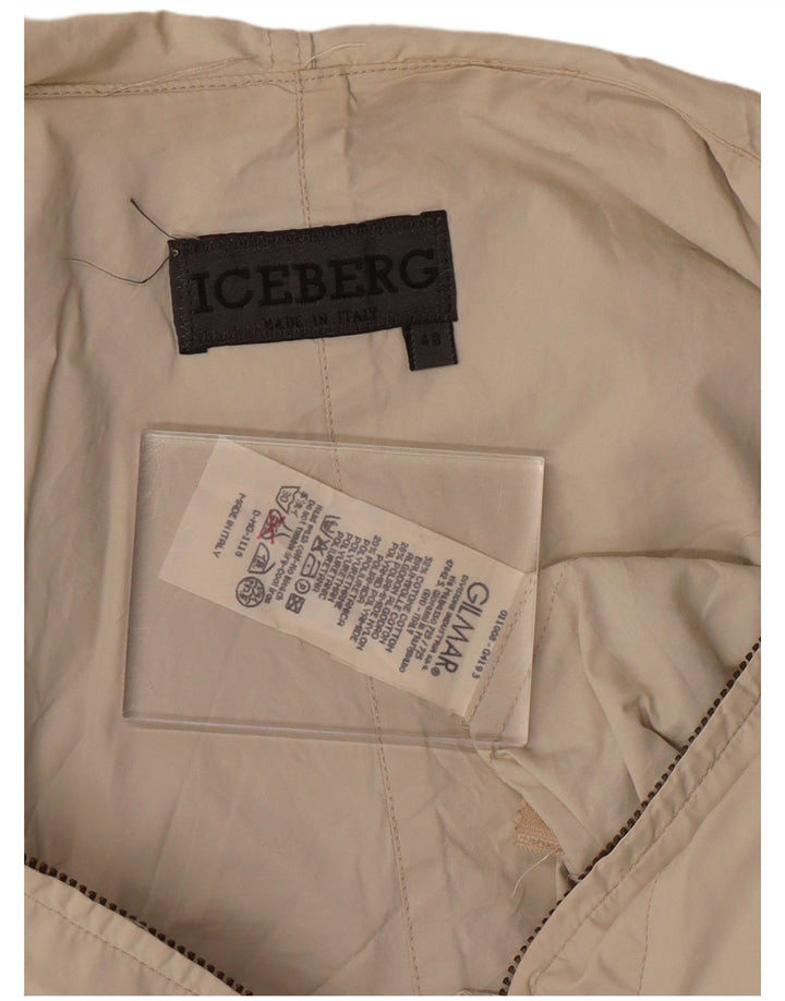 Jaqueta corta-vento masculina com capuz ICEBERG IT 48 algodão bege médio