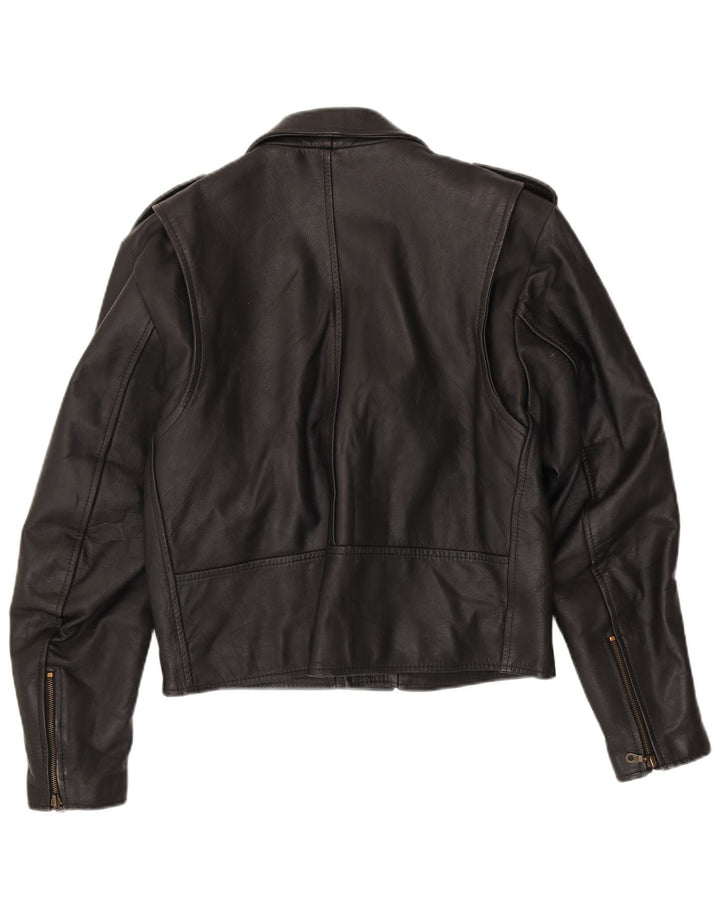 Jaqueta masculina vintage de couro militar para motociclista IT 50 médio preto