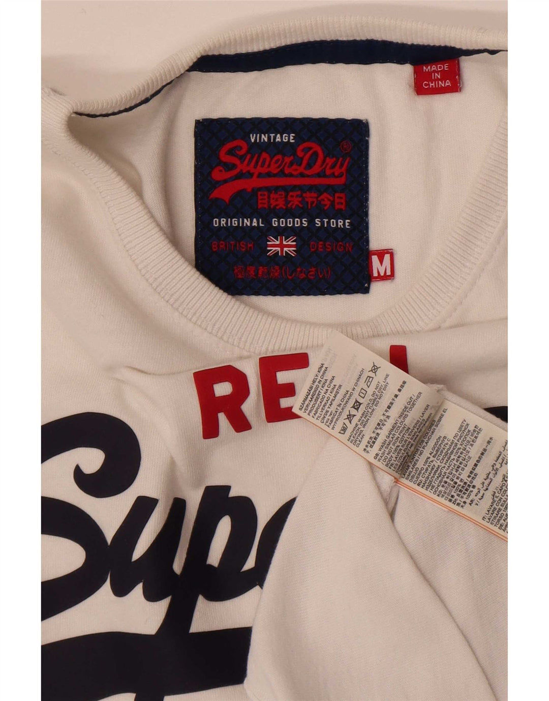 Superdry Mens Regular Graphic T-Shirt Top Médio Algodão Branco