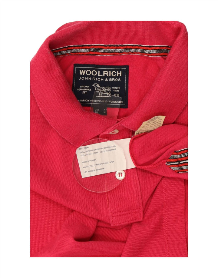 Camisa polo masculina WOOLRICH pequena de algodão rosa