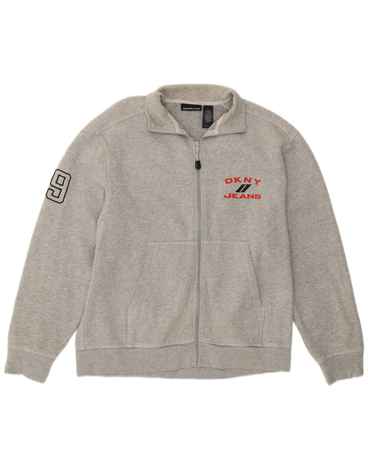 Jaqueta Dkny masculina com agasalho gráfico cinza médio algodão