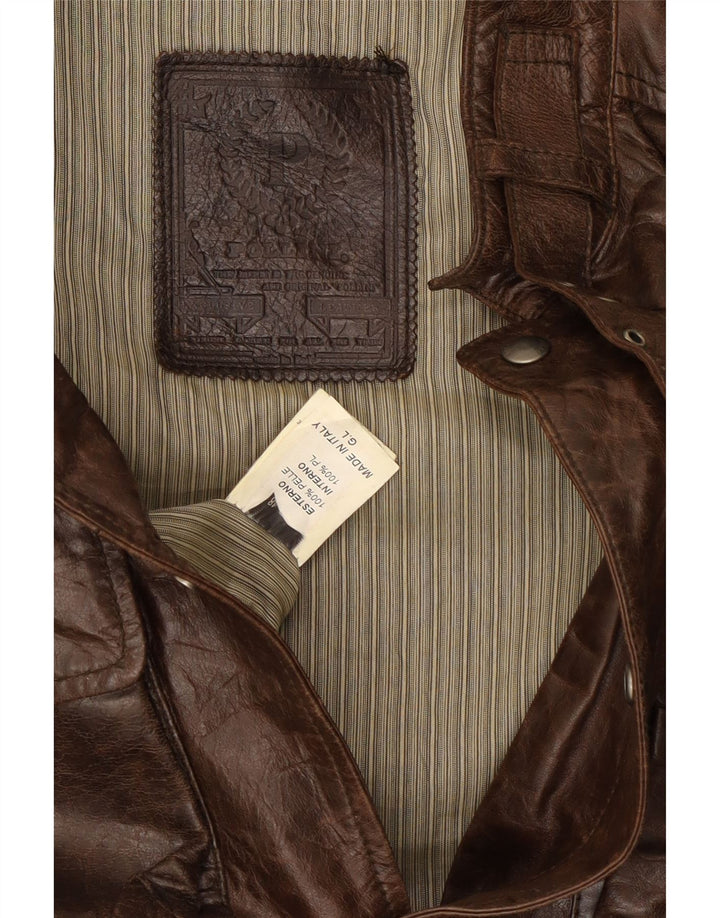 Jaqueta de couro masculina vintage UK 38 couro marrom médio